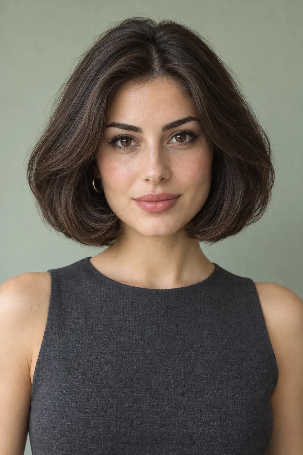 Long Italian bob with a rounded shape and voluminous finish
